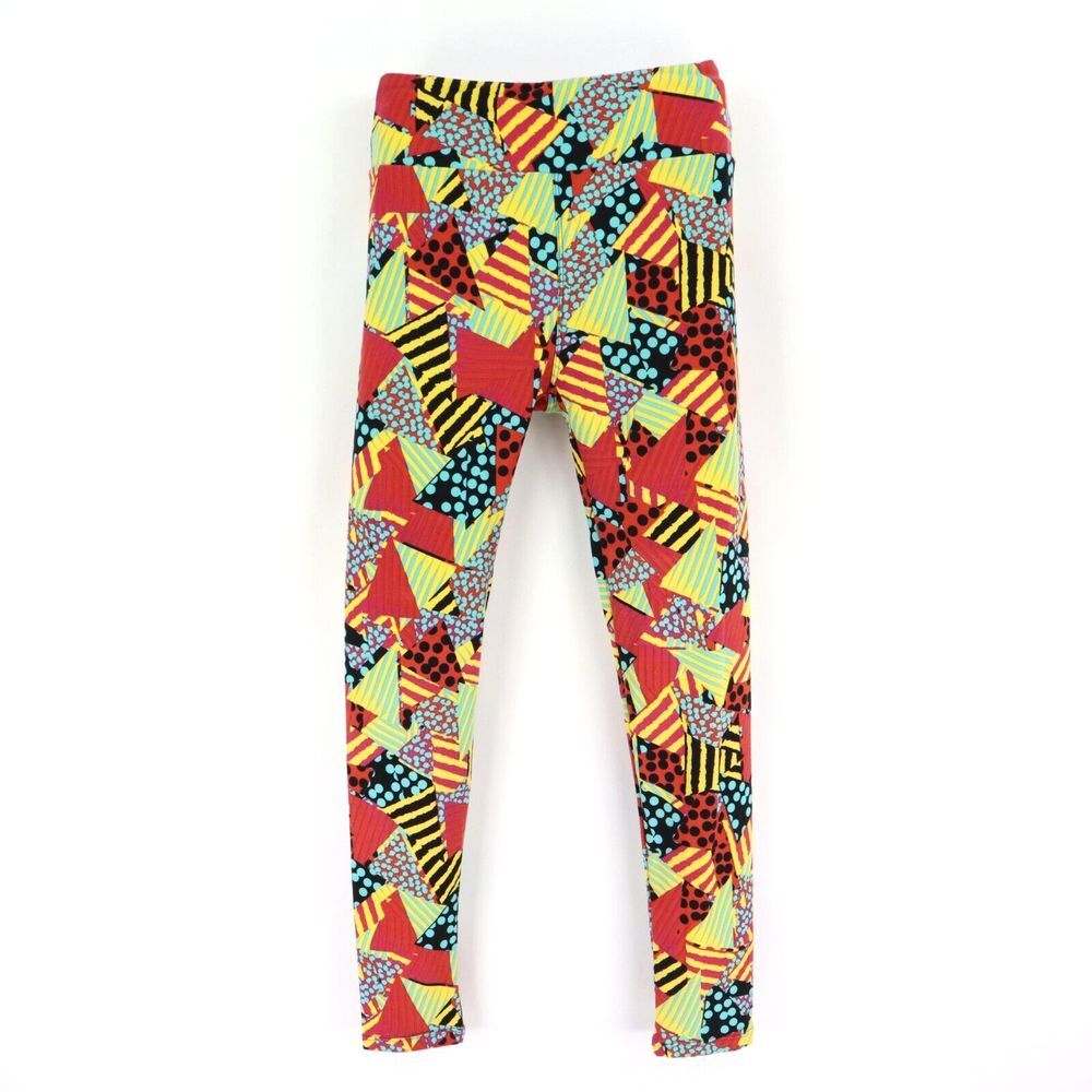 LuLaRoe Ankle Leggings Womens One Size Multicolor Patchwork Polyester Blend SOFT